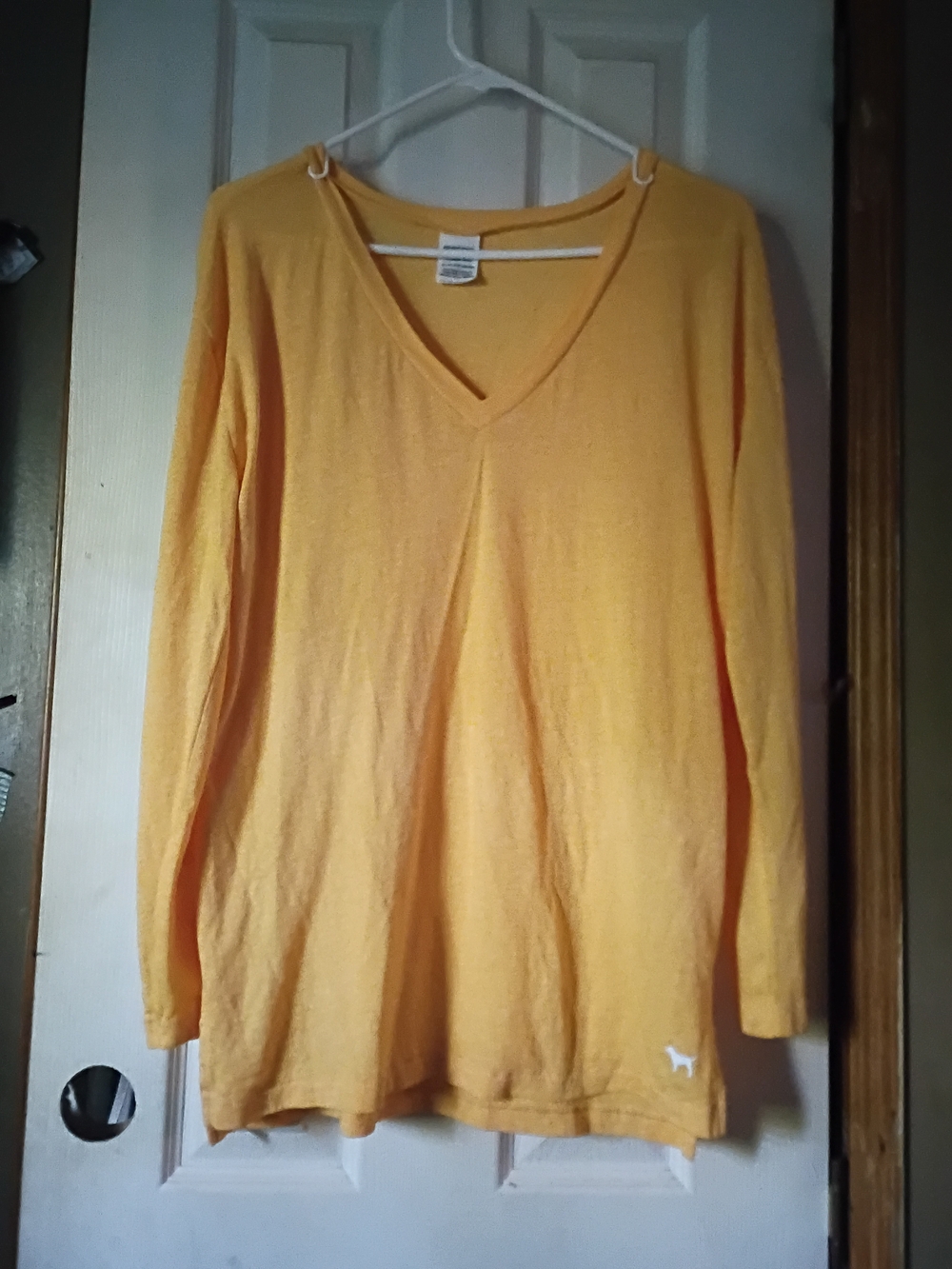 PINK Victoria's Secret Yellow V-Neck Long Sleeve Tee